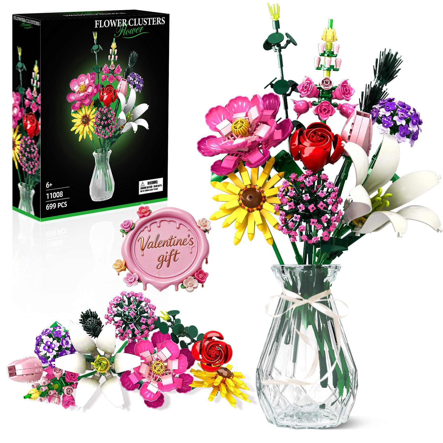 Amazon.com: Utbttor Flowers Bouquet Building Set, Flower Botanical